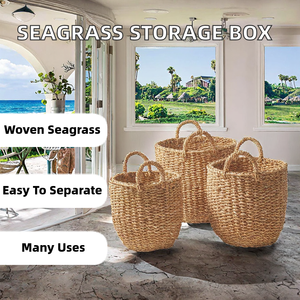 Cesta de Mimbre Tejida a Mano, Ecológica, Grande, para Decoración del Hogar, Cestas de Almacenamiento de Regalos, Cesta de Mimbre con Asas para Uso Doméstico - Product Image 4