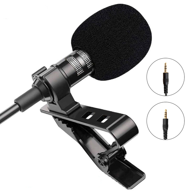 Professional 1.5m Portable Clip-on Lapel Lavalier Microphone Mini Wired Microphone for PC Notebook Laptop Camera