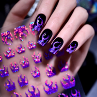 Autocollants pour ongles en forme de feu laser arc-en-ciel, décalcomanies holographiques métalliques flamme auto-adhésives, sliders pour ongles gothiques punk pour le quotidien et les fêtes