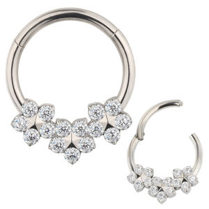 Anneau nasal en titane 3 CZ avec segments de fleurs plaqué or 18 carats, bijoux de corps pour mariages et fêtes, cadeau, vente en gros en usine unisexe - Product Image 6