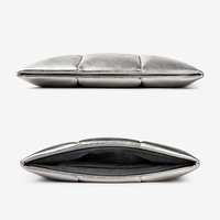 Pochette en cuir argentée rembourrée pour ordinateur portable 15 16 pouces avec sangle à bandoulière compatible avec ordinateur