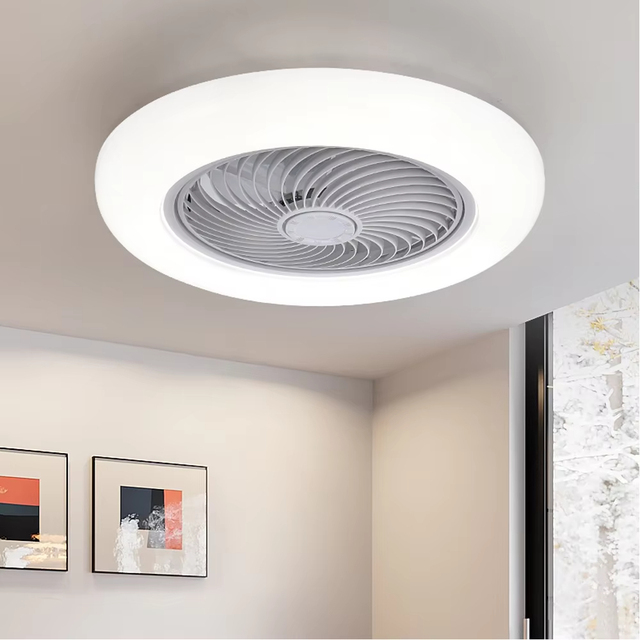 Modern 56cm Ceiling Fan with LED Lights DC24V Motor 6-Speed Silent Operation Remote Control & Dimmable for Bedroom Decor
