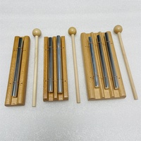 Wholesale Natural Healing Crystal Gemstone Percussion Instrument 1-3 Tone Meditation Wooden Chimes Hand Bell Mallet Decoration