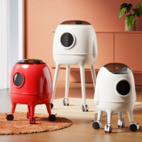 Poubelle moderne chic à roulettes, spacieuse, en forme de capsule spatiale, pour la cuisine, la maison, le salon, tendance et très vendue, 8057