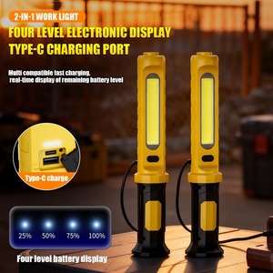 Lampe de travail mécanique détachable à LED rechargeable, gris foncé, étanche IP65, faisceau 360°, intensité réglable, avec clip pour réparation automobile et garage - Product Image 2