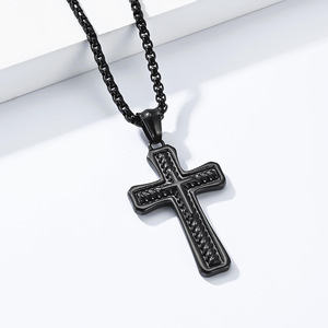 yunnique retro spiral cross necklace, men's niche punk style <b>titanium</b> steel non-fading jewelry, Dongguan manufactur - Product Image 3