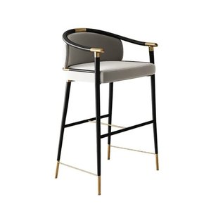 Taburete de bar moderno de terciopelo de acero inoxidable con marco de metal dorado, tela de lujo negra para cocina, comedor, sala de estar, uso comercial - Product Image 1