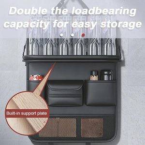 Fabrieksopmaat gemaakte 2-delige luxe auto achterbank organizer van kunstleer, waterdicht, opklapbaar tafeltje, op maat gemaakte kleur, OEM merk - Product Image 6