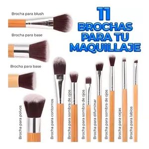 Kit di 11 pennelli per il trucco organici ed ecologici - Product Image 3