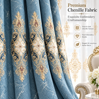 Rideaux occultants chenille brodés en forme de cœur, élégants et romantiques, sur mesure pour fenêtres plates européennes