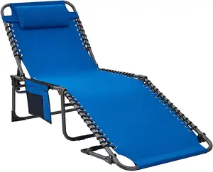 جديد الأزرق التخييم المهد المحمولة 4 قابل للتعديل سطح السفينة الكراسي مع الوسائد السفر التخييم كرسي الشاطئ