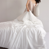 Vente en gros, Textile de luxe de haute qualité, couleur unie, drap de lit en soie, housse de couette, ensembles de literie pour lit double, Queen, King
