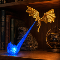 Veilleuse Flamme de Dragon Volant pour Décoration d'Étagère de Chambre, Jouet Lumineux Imprimé en 3D pour Fans de Fantaisie