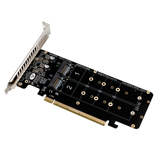 PCIE X16 to M.2 M-Key Riser Card for NVME X4 SSD 2U Server Riser Card Double-Sided 4-Disk RAID PCI-EX16 Split Card