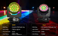 Lámpara LED Shehds de 19x15W, Cabeza Móvil con Efecto Wash, RGBW, para DJ, Bar, Discoteca, Iglesia, Escenario, con Zoom y Enfoque
