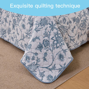 सुरुचिपूर्ण नीले फोनिक्स टेल पुष्प प्रिंट माइक्रोफाइबर चार-पत्ती क्लैवर क्विल्ट सेट 80gsm नरम आराम सेट - Product Image 2