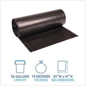Sacs poubelle en plastique noir haute densité 43x47 56 gallons 22 microns 25/rouleau - Product Image 6