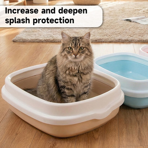 Caja de Arena para Gatos Grande y Duradera de Plástico con Tapa Abierta, Anti-Difusión, con Pala para Arena, para Gatos de Interior, Fácil de Limpiar - Product Image 2
