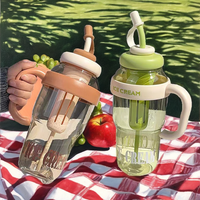 Vente en gros de grande capacité, tasse à glace d'extérieur avec paille en plastique pour crème glacée, nouvelle poignée porte-bonheur, tasse, bouteille d'eau