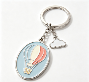 Porte-clés en métal émaillé avec logo personnalisé, ballon à air chaud, alliage de zinc, léger, cadeau pour mariage, Noël - Product Image 2
