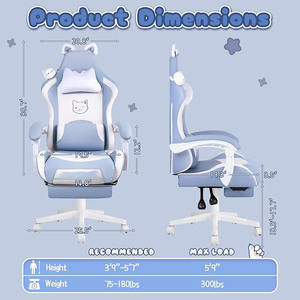 <span class=keywords><strong>Chaise</strong></span> de jeu avec repose-pieds pour les joueurs et les amateurs d'esports <span class=keywords><strong>Coussin</strong></span> confortable pour une expérience de jeu améliorée - Product Image 2