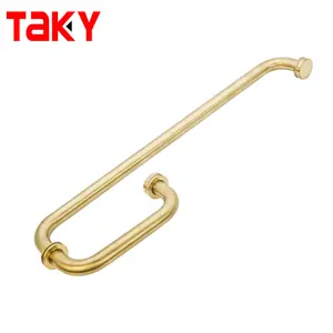 Stainless steel 304 brushed gold oem golden supplier bathroom glass door pull handles