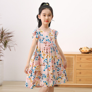 Robe <span class=keywords><strong>d</strong></span>'<span class=keywords><strong>été</strong></span> pour filles, style princesse coréenne, en coton, sans manches, pour petites filles, motif floral, brocart de soie, douce, vente en gros - Product Image 1