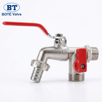 Robinet d'arrêt en zinc à double sortie 1/2" 3/4" à poignée longue pour extérieur, jardin, machine à laver, avec raccord rapide, OEM