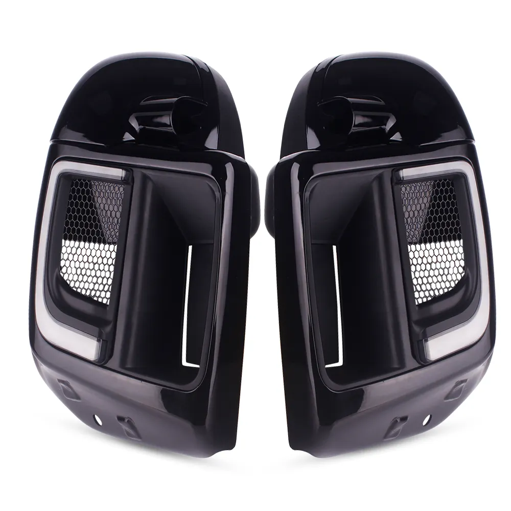 Motorcycle Lower Leg Fairing Cover w/ LED Turn Signal Front Running Lights for Harley Road King Electra Street Glide 2014-2020