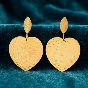 Pendientes Colgantes de Latón Hechos a Mano con Piedras Preciosas, Bañados en Rodio, Forma de Corazón, Estilo Bohemio, Unisex - Product Image 2