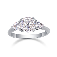 D couleur excellente 2ct coussin coupe Moissanite bague en argent Sterling 925 luxe Design bijoux coeur forme pierres précieuses Combo anneau