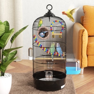 Toptan üreme kafesi papağan yuvarlak şekil kuş papağan <span class=keywords><strong>stand</strong></span>ı kafes kanca ile beyaz papağan kuş taşıyıcı kafes ile ayakta - Product Image 3
