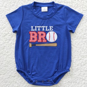 Combinaison à manches courtes pour garçons, broderie Little Bro Baseball bleue, vêtements pour bébé garçon, nouvelle arrivée, vente chaude, haute qualité, boutique OOTD - Product Image 6
