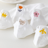 Chaussettes en coton à la cheville avec broderie d'animaux pour femmes, colorées, confortables et personnalisées.
