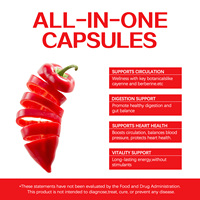Capsules de piment de Cayenne, Complément alimentaire naturel à base de plantes, Soutien métabolique et immunitaire, Sans OGM, Certifié GMP, Approvisionnement en vrac