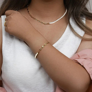 Vente en gros <span class=keywords><strong>de</strong></span> colliers et bracelets en acier inoxydable avec grains <span class=keywords><strong>de</strong></span> <span class=keywords><strong>café</strong></span> Chaîne à maillons Collier en cristal pour femmes Cadeau pour filles - Product Image 1
