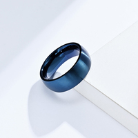 Vente en Gros Simple Design Classique 8mm Dôme Brossé Doré Uni Alliance Acier Inoxydable Pas Cher Bagues pour Hommes Femmes