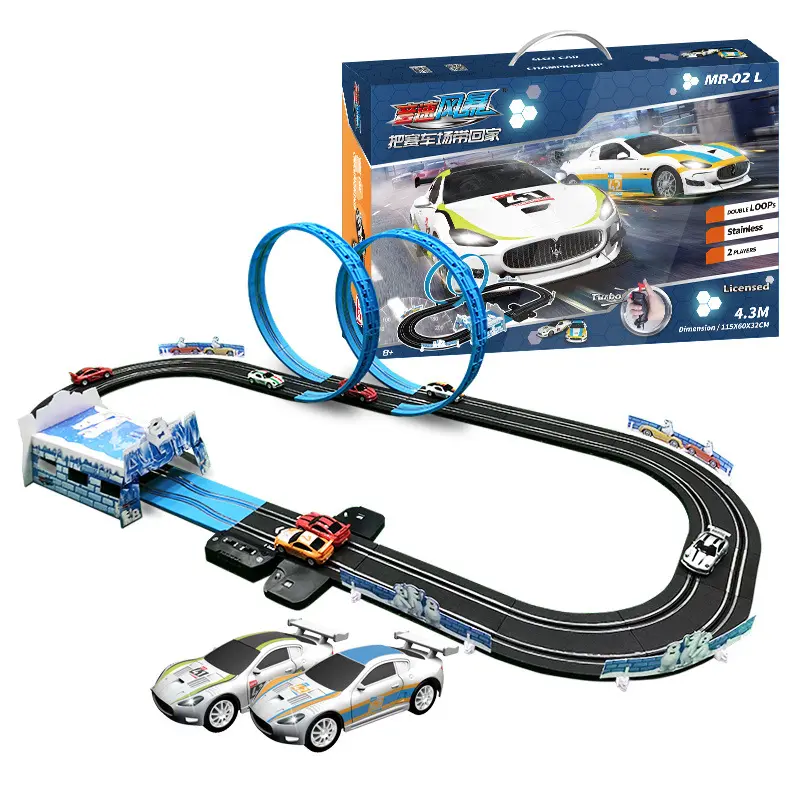 Set di giocattoli per binari ferroviari modello a batteria per auto su rotaia in scala 1/64