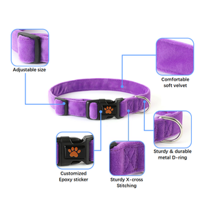 Collar de perro de terciopelo de <span class=keywords><strong>5</strong></span> tamaños en 7 colores de último diseñador, Collar reflectante suave y cómodo para mascotas con decoración de piel para perros y gatos - Product Image 2