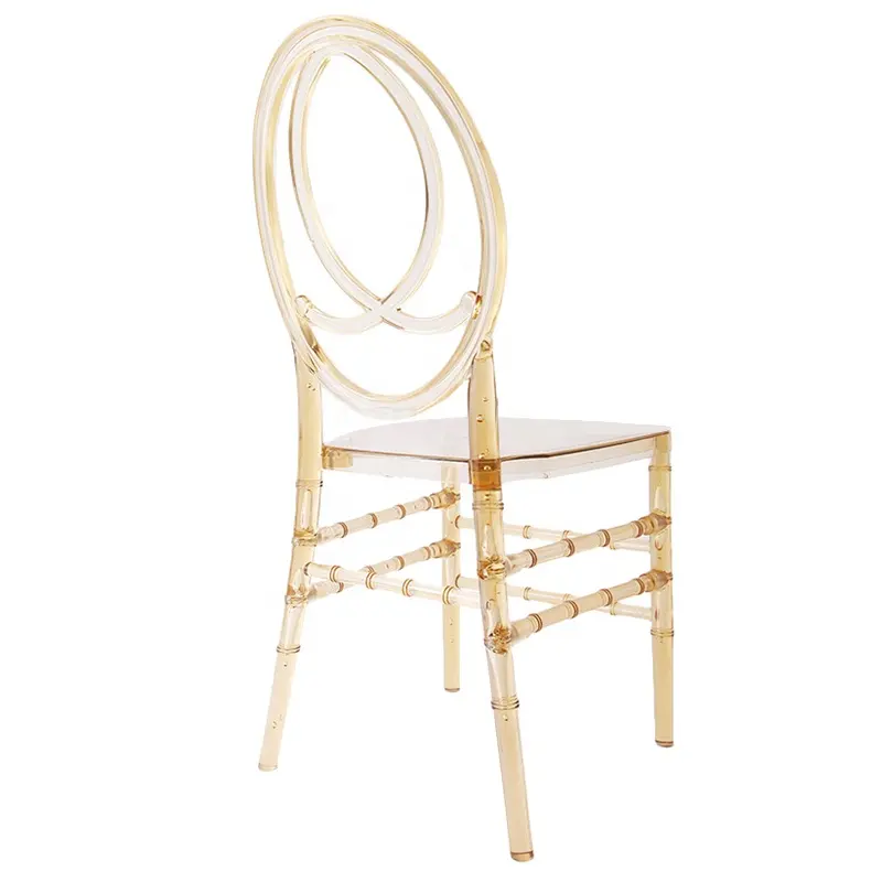 Cadeira chiavari de luxo de plástico transparente, cadeira de casamento phoenix de resina infinita