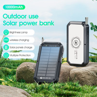 SOLAR-IN marque créative 2025 OEM 10000mAh étanche grande capacité chargeur Portable 2 en 1 charge sans fil banques d'énergie solaire