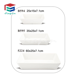 Ristorante dell'hotel Buffet vassoio per alimenti in plastica <span class=keywords><strong>piatti</strong></span> di <span class=keywords><strong>grandi</strong></span> dimensioni piatto per esposizione profonda in melamina bianca di diverse dimensioni - Product Image 2