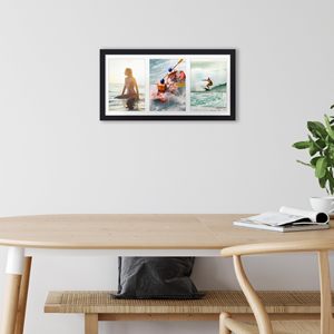 Cornice per collage a 3 aperture in legno massello, supporto per foto multiple con intaglio, cornice <span class=keywords><strong>da</strong></span> tavolo semplice - Product Image 1