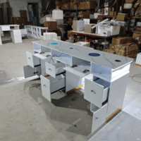 Table de manucure de luxe avec collecteur de poussière, poste de travail pour technicien(ne) des ongles, plateau en marbre, bureau de manucure LED pour salon de beauté