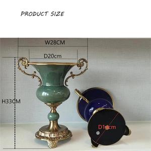 Vaso a Tromba di Lusso Europeo con Doppio Manico, in Metallo e Ceramica, Decorazione da Tavolo per <span class=keywords><strong>la</strong></span> Casa, Vaso per Fiori con Motivo Rotondo - Product Image 4