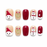 Collection de Noël RTS : Magnifiques faux ongles de luxe faits à la main, à presser, avec breloques, pour l'art des ongles