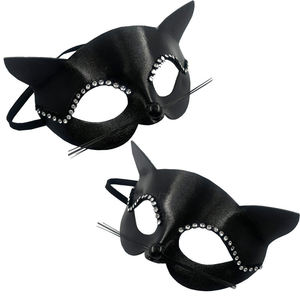 Di lusso nero Sexy maschere per adulti festa di Halloween gatto donna strass mezza faccia <span class=keywords><strong>maschera</strong></span> in PVC mascherata Costume accessori - Product Image 4