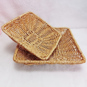 Rattan Snack Plate Oval Serving Tray For Restaurant Fruit Platter <b>Storage</b> <b>Basket</b> - Product Image 3