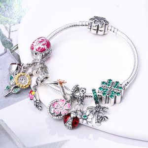 Bracelet en argent sterling 925 avec breloques souris, koala, pan, cœur, fermoir, chaîne serpent et zircon, fabrication artisanale, vente en gros - Product Image 4