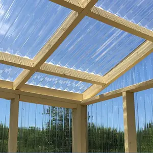 Panel atap bergelombang polikarbonat, atap fleksibel kuat lembaran melengkung/polikarbonat bening cokelat abu-abu